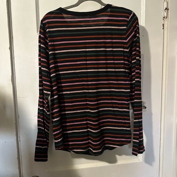 NWT! Madewell Whisper Cotton Rib-Crewneck Long-Sleeve Tee in Ryley Stripe XL - Picture 10 of 16